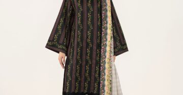 Women's 3-Piece Printed Lawn Suit – Teal Green Circle Geo Print with Floral Border Dupatta