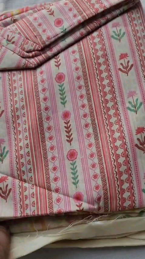 Women's 3-Piece Printed Lawn Suit – Cream & Pink Vertical Stripe with Floral Dupatta - Image 2
