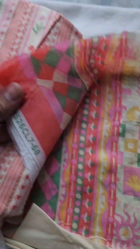 Women's 3-Piece Printed Lawn Suit – Cream & Pink Vertical Stripe with Floral Dupatta - Image 3