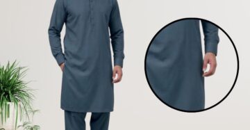 Kafoor by Taiba — Men's Wash & Wear Unstitched Suit | Steel Grey Plain Dyed