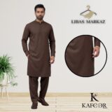 Kafoor by Taiba — Men's Wash & Wear Unstitched Suit | Chocolate Brown Plain Dyed