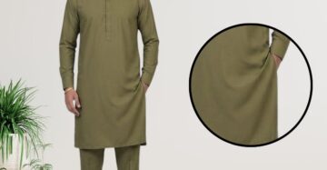 Kafoor by Taiba — Men's Wash & Wear Unstitched Suit | Olive Green Plain Dyed