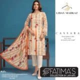 Aasteen by Fatima's Collection — 3-Piece Airjet Lawn Suit | Cream & Orange Floral Print with Embroidered Sleeves | Vol 2850 — Cassara