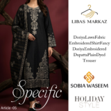 Sobia Waseem Specific Collection — 3-Piece Embroidered Doriya Lawn Suit | Black | Article-05 | Holiday Style