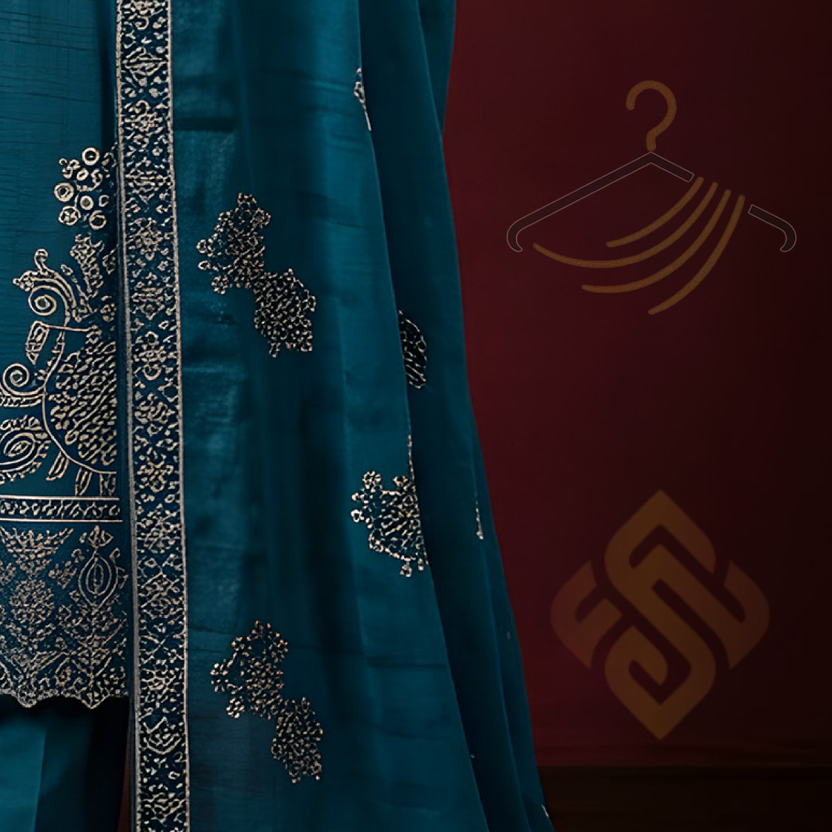 Sobia Waseem Specific Collection — 3-Piece Embroidered Doriya Lawn Suit | Teal Blue | Article-01 | Holiday Style - Image 4